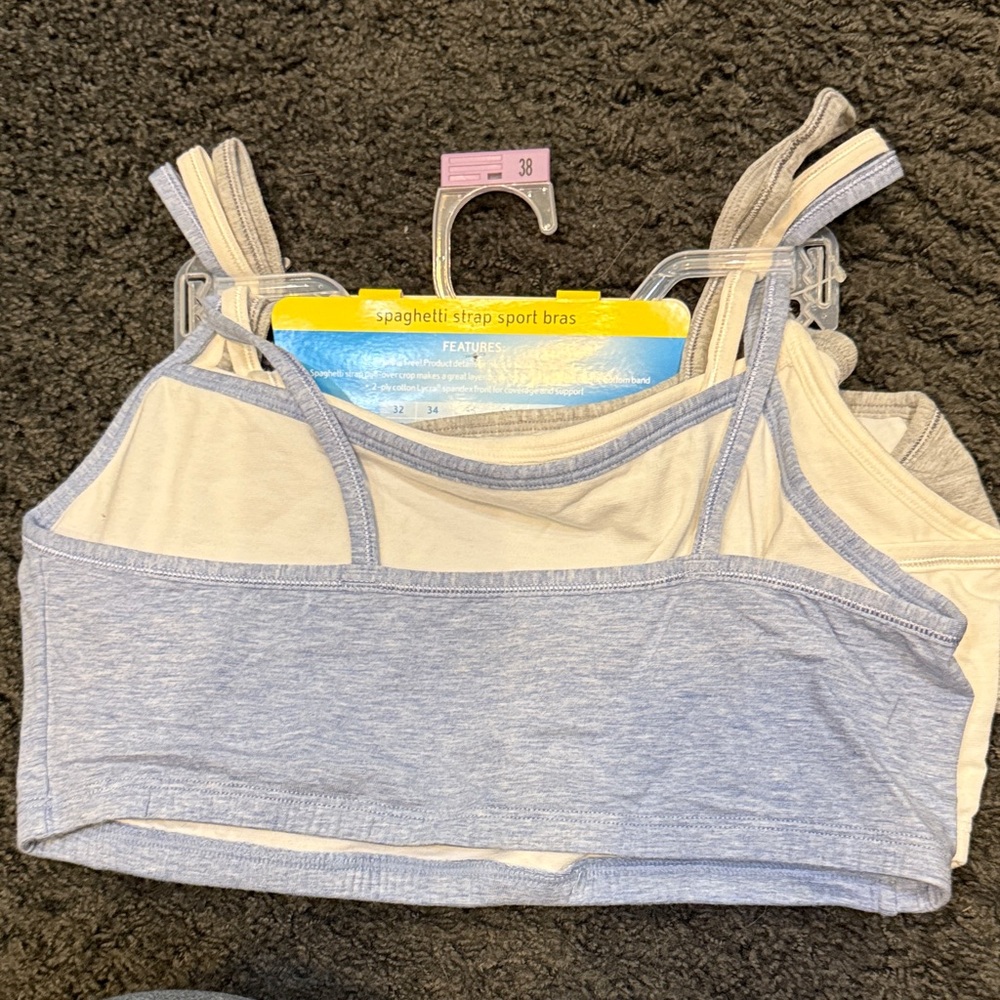 Fruit of the Loom Gray, White, and Blue Spaghetti Strap Bras - Picture 4 of 4